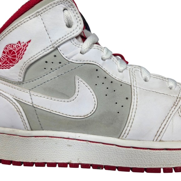 Jordan 1 Mid Hare GS 5Y White Grey Red 719554-123 Bugs Bunny Basketball Shoes - Picture 12 of 16